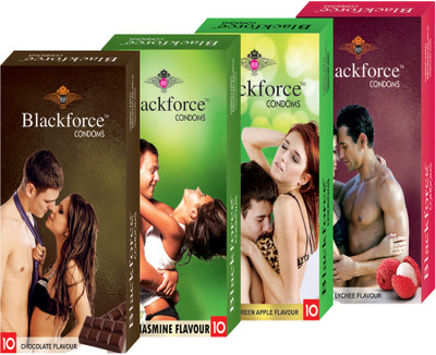 BLACKFORCE CHOCOLATE , JASMINE , GREEN APPLE AND LYCHEE Condom(Set of 4, 40S)