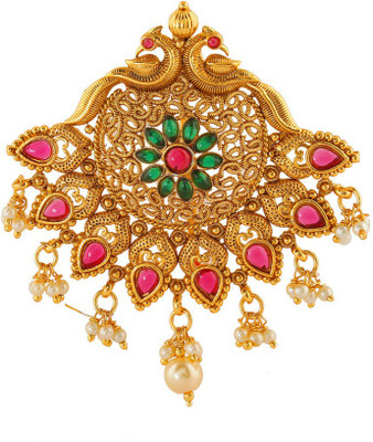 Anuradha Art Jewellery HB-287 Hair Pin(Green, Pink)