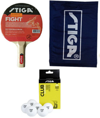 Stiga Combo of 3, 1 Fight Table Tennis Racquet, 1 Table Tennis Racquet Cover, 1 Box Club 40+ Table Tennis 6 Ball Table Tennis Kit
Stiga Combo of 3, 1 Fight Table Tennis Racquet, 1 Table Tennis Racquet Cover, 1 Box Club 40+ Table Tennis 6 Ball Table Tennis Kit