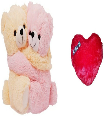 Agnolia Soft spongy huggable couple with Red love heart - 9.8 inch(Multicolor)