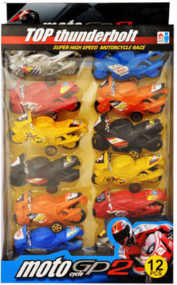 PTCMart Bike Pullback Friction Bike (12 Pcs)(Multicolor)