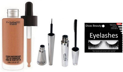 divas beauty Eyelashes , Mac Brooke Candy Eyeliner & Mascara with Studio Water weight Foundation(Set of 4)
divas beauty Eyelashes , Mac Brooke Candy Eyeliner & Mascara with Studio Water weight Foundation(Set of 4)