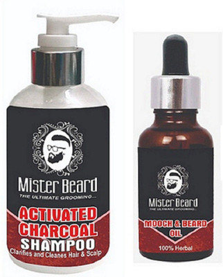 MISTER BEARD CHARCOAL SHAMPOO 200ML WITH BEARD OIL 100ML(Set of 2)