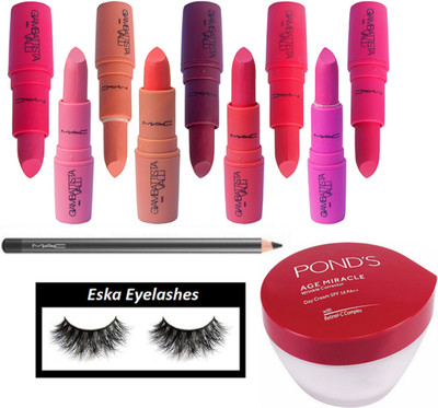eska Eyelashes,Mac Giambattista valli Matte FInish Set Of 9 Lipstick,Pond's Age Miracle Wrinkle Corrector Day Cream Spf 18 pa++,Pencil Kajal Khol croyan(Set of 12)
eska Eyelashes,Mac Giambattista valli Matte FInish Set Of 9 Lipstick,Pond's Age Miracle Wrinkle Corrector Day Cream Spf 18 pa++,Pencil Kajal Khol croyan(Set of 12)