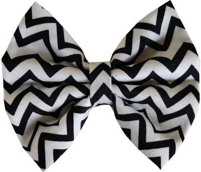 craft maniacs Black and white stripes 4" inches bow Hair Pin, Back Pin, Hair Pin(Black)