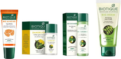 BIOTIQUE BIO Dandelion Ageless Lightening Serum, Cucumber Pore Tightening Toner, neem face wash , LIP BALM(Set of 4)
BIOTIQUE BIO Dandelion Ageless Lightening Serum, Cucumber Pore Tightening Toner, neem face wash , LIP BALM(Set of 4)