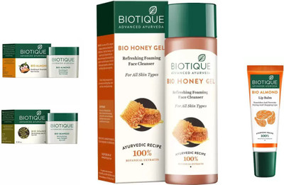 BIOTIQUE BIO ALMOND SOOTHING & NOURISHING EYE CREAM, SEA WEED REVITALIZING ANTI-FATIGUE EYE GEL, Honey Gel Refreshing Foaming Faceà cleanser,LIP BALM(Set of 4)
BIOTIQUE BIO ALMOND SOOTHING & NOURISHING EYE CREAM, SEA WEED REVITALIZING ANTI-FATIGUE EYE GEL, Honey Gel Refreshing Foaming Faceà cleanser,LIP BALM(Set of 4)