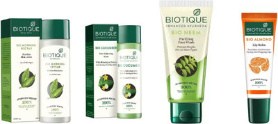 BIOTIQUE BIO Morning Nectar Flawless Skin Moisturizer, Cucumber Pore Tightening Toner, Neem Purifying Face Wash, LIP BALM(Set of 4)
BIOTIQUE BIO Morning Nectar Flawless Skin Moisturizer, Cucumber Pore Tightening Toner, Neem Purifying Face Wash, LIP BALM(Set of 4)