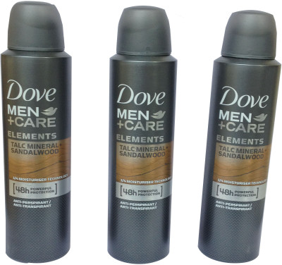 Dove TALC MINERAL SANDALWOOD OF 3 Body Spray - For Men(450 ml, Pack of 3)