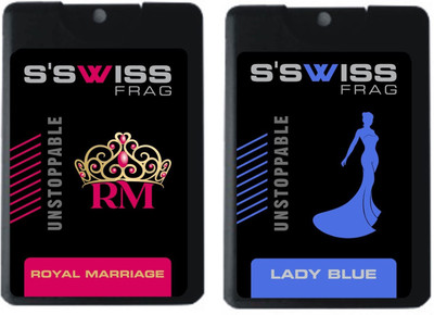 S'SWISS royal marriage and lady blue Combo Pack - 40 ml Pocket Perfume - For Men & Women(40 ml, Pack of 2)
S'SWISS royal marriage and lady blue Combo Pack - 40 ml Pocket Perfume - For Men & Women(40 ml, Pack of 2)