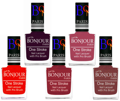 Bonjour Paris Stylish Nail Polish Set of 5 Pcs 01-02-03-11-37 Orange,Plum,Maroon,Mauve,Copper(Pack of 5)
Bonjour Paris Stylish Nail Polish Set of 5 Pcs 01-02-03-11-37 Orange,Plum,Maroon,Mauve,Copper(Pack of 5)