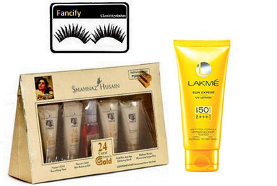 fancify eyelashes & Shahnaz Husain Gold Facial kit & Lakme Sun Expert Sunscreen Lotion(Set of 3)
fancify eyelashes & Shahnaz Husain Gold Facial kit & Lakme Sun Expert Sunscreen Lotion(Set of 3)