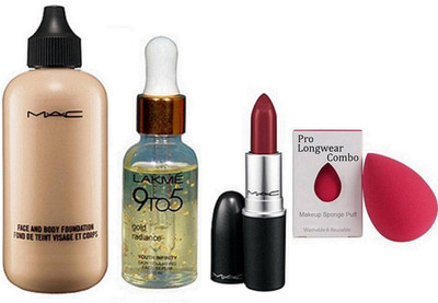 pro longwear combo Sponge Puff 1 pair, Mac Face & Body Foundation, Matte Finish Lipstick, 9to5 Face Serum(Set of 4)
pro longwear combo Sponge Puff 1 pair, Mac Face & Body Foundation, Matte Finish Lipstick, 9to5 Face Serum(Set of 4)