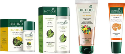 BIOTIQUE BIO Dandelion Ageless Lightening Serum, Morning Nectar Flawless Skin Moisturizer, white advanced fairness face wash , LIP BALM(Set of 4)
BIOTIQUE BIO Dandelion Ageless Lightening Serum, Morning Nectar Flawless Skin Moisturizer, white advanced fairness face wash , LIP BALM(Set of 4)