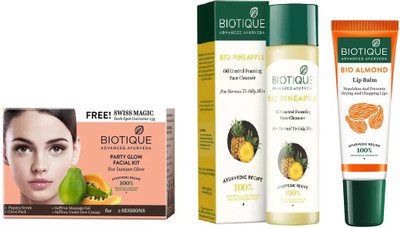 BIOTIQUE BIO Party Gelow Facial Kit, Pineapple Oil Control Face Cleanser For Normal To Oil Skin, lip balm(Set of 3)
BIOTIQUE BIO Party Gelow Facial Kit, Pineapple Oil Control Face Cleanser For Normal To Oil Skin, lip balm(Set of 3)