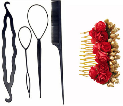 KYT Hair combo set of 5 pcs , Beautiful Gajra for Hair and Red Rose Comb Pin, Clip, Wedding, Bridal, Hair Comb, Floral Clip, Flower Clip (Combo Pack of 5)(Set of 5)
KYT Hair combo set of 5 pcs , Beautiful Gajra for Hair and Red Rose Comb Pin, Clip, Wedding, Bridal, Hair Comb, Floral Clip, Flower Clip (Combo Pack of 5)(Set of 5)