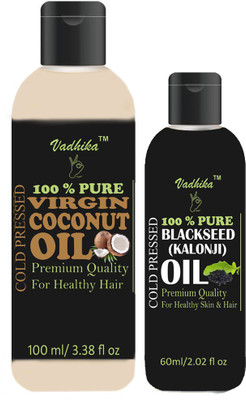Vadhika 100 % Pure & Natural Virgin Coconut Oil & Blackseed (kalonji) oil 160 ml Hair Oil(160 ml)