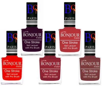 Bonjour Paris Stylish Nail Polish Set of 5 Pcs 01-02-03-12-37 Orange,Plum,Maroon,Red,Copper(Pack of 5)
Bonjour Paris Stylish Nail Polish Set of 5 Pcs 01-02-03-12-37 Orange,Plum,Maroon,Red,Copper(Pack of 5)