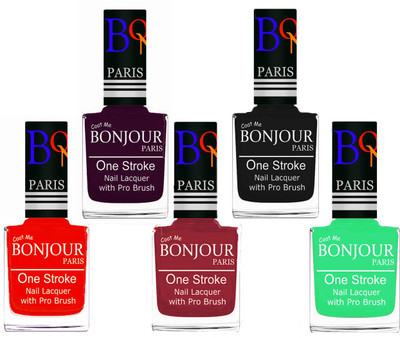 Bonjour Paris Stylish Nail Polish Set of 5 Pcs 01-02-03-18-47 Orange,Plum,Maroon,Black,Neon Green(Pack of 5)
Bonjour Paris Stylish Nail Polish Set of 5 Pcs 01-02-03-18-47 Orange,Plum,Maroon,Black,Neon Green(Pack of 5)