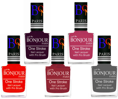 Bonjour Paris Stylish Nail Polish Set of 5 Pcs 01-02-03-14-22 Orange,Plum,Maroon,Magenta,Grey(Pack of 5)
Bonjour Paris Stylish Nail Polish Set of 5 Pcs 01-02-03-14-22 Orange,Plum,Maroon,Magenta,Grey(Pack of 5)