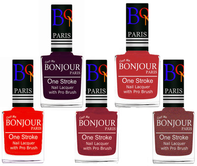 Bonjour Paris Stylish Nail Polish Set of 5 Pcs 01-02-03-08-37 Orange,Plum,Maroon,Red,Copper(Pack of 5)
Bonjour Paris Stylish Nail Polish Set of 5 Pcs 01-02-03-08-37 Orange,Plum,Maroon,Red,Copper(Pack of 5)