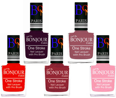 Bonjour Paris Stylish Nail Polish Set of 5 Pcs 01-02-03-05-30 Orange,Plum,Maroon,Nude,Baby Pink(Pack of 5)
Bonjour Paris Stylish Nail Polish Set of 5 Pcs 01-02-03-05-30 Orange,Plum,Maroon,Nude,Baby Pink(Pack of 5)