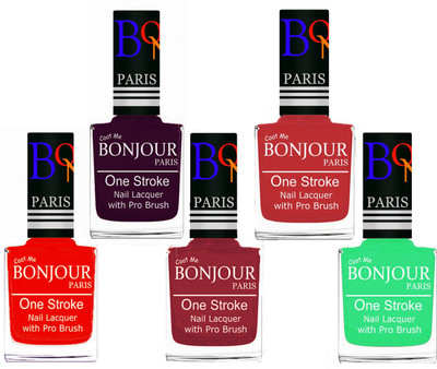 Bonjour Paris Stylish Nail Polish Set of 5 Pcs 01-02-03-08-47 Orange,Plum,Maroon,Red,Neon Green(Pack of 5)
Bonjour Paris Stylish Nail Polish Set of 5 Pcs 01-02-03-08-47 Orange,Plum,Maroon,Red,Neon Green(Pack of 5)