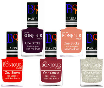 Bonjour Paris Stylish Nail Polish Set of 5 Pcs 01-02-03-23-38 Orange,Plum,Maroon,Peach,Glitter White(Pack of 5)
Bonjour Paris Stylish Nail Polish Set of 5 Pcs 01-02-03-23-38 Orange,Plum,Maroon,Peach,Glitter White(Pack of 5)