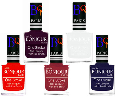 Bonjour Paris Stylish Nail Polish Set of 5 Pcs 01-02-03-19-29 Orange,Plum,Maroon,White,Blue(Pack of 5)
Bonjour Paris Stylish Nail Polish Set of 5 Pcs 01-02-03-19-29 Orange,Plum,Maroon,White,Blue(Pack of 5)