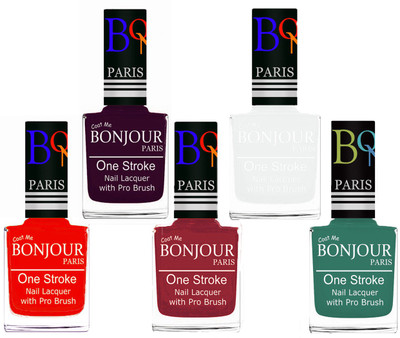 Bonjour Paris Stylish Nail Polish Set of 5 Pcs 01-02-03-19-42 Orange,Plum,Maroon,White,Sky Blue(Pack of 5)
Bonjour Paris Stylish Nail Polish Set of 5 Pcs 01-02-03-19-42 Orange,Plum,Maroon,White,Sky Blue(Pack of 5)