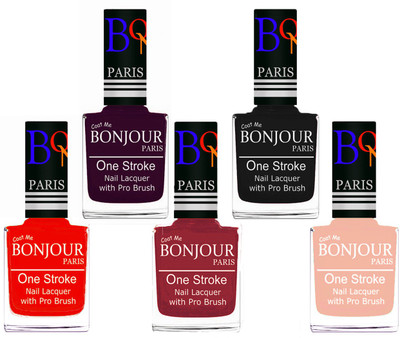 Bonjour Paris Stylish Nail Polish Set of 5 Pcs 01-02-03-18-24 Orange,Plum,Maroon,Black,Off Pink(Pack of 5)
Bonjour Paris Stylish Nail Polish Set of 5 Pcs 01-02-03-18-24 Orange,Plum,Maroon,Black,Off Pink(Pack of 5)