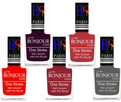 Bonjour Paris Stylish Nail Polish Set of 5 Pcs 01-02-03-12-22 Orange,Plum,Maroon,Red,Grey(Pack of 5)
Bonjour Paris Stylish Nail Polish Set of 5 Pcs 01-02-03-12-22 Orange,Plum,Maroon,Red,Grey(Pack of 5)