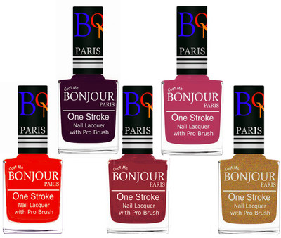 Bonjour Paris Stylish Nail Polish Set of 5 Pcs 01-02-03-14-42 Orange,Plum,Maroon,Magenta,Sky Blue(Pack of 5)
Bonjour Paris Stylish Nail Polish Set of 5 Pcs 01-02-03-14-42 Orange,Plum,Maroon,Magenta,Sky Blue(Pack of 5)
