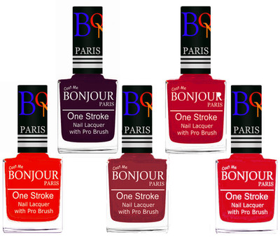 Bonjour Paris Stylish Nail Polish Set of 5 Pcs 01-02-03-04-45 Orange,Plum,Maroon,Pink,Royal Pink(Pack of 5)
Bonjour Paris Stylish Nail Polish Set of 5 Pcs 01-02-03-04-45 Orange,Plum,Maroon,Pink,Royal Pink(Pack of 5)