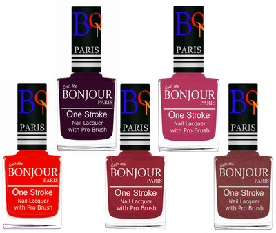 Bonjour Paris Stylish Nail Polish Set of 5 Pcs 01-02-03-14-37 Orange,Plum,Maroon,Magenta,Copper(Pack of 5)
Bonjour Paris Stylish Nail Polish Set of 5 Pcs 01-02-03-14-37 Orange,Plum,Maroon,Magenta,Copper(Pack of 5)