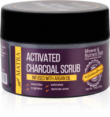 Matra Activated Charcoal Scrub infused with Argan Oil – Exfoliating, deep cleansing and pore minimizing scrub – Blackhead removal, anti-acne, wrinkle reduction and skin brightening treatment Scrub(100 g)
Matra Activated Charcoal Scrub infused with Argan Oil – Exfoliating, deep cleansing and pore minimizing scrub – Blackhead removal, anti-acne, wrinkle reduction and skin brightening treatment Scrub(100 g)