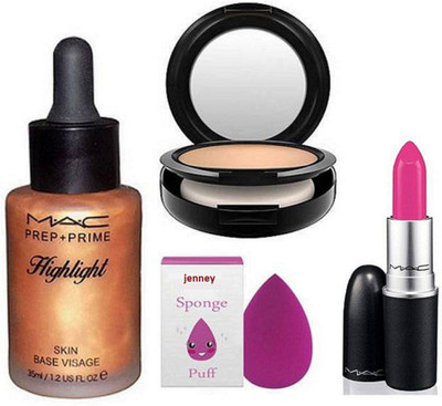 jenney Sponge Puff & Mac Prep+Prime Highlighte With Studio Fix Compact & Pink Matte Finish Lipstick(Set of 4)
jenney Sponge Puff & Mac Prep+Prime Highlighte With Studio Fix Compact & Pink Matte Finish Lipstick(Set of 4)