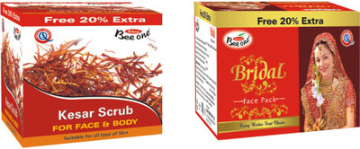 BEEONE BRIDAL FACE PACK,KESAR SCRUB COMBO PACK(240 GM PACK OF 2)(Set of 2)