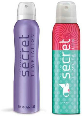 Secret Temptation Candy and Romance 150 ML each Deodorant Spray - For Women(300 ml, Pack of 2)
Secret Temptation Candy and Romance 150 ML each Deodorant Spray - For Women(300 ml, Pack of 2)