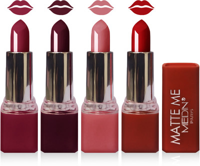 Medin paris matte me lipstick cosmetics makeup combo set of 4(carrat magenta hot chocolate maroon)
Medin paris matte me lipstick cosmetics makeup combo set of 4(carrat magenta hot chocolate maroon)