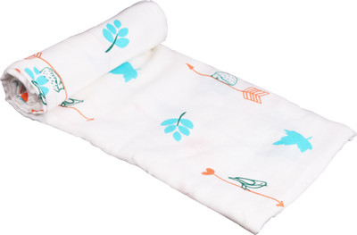 Polka Tots Printed, Animal Swadding Baby Blanket(Cotton, White