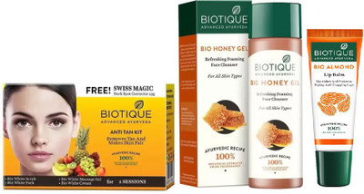 BIOTIQUE BIO Anti Tan Facial Kit, Bio Honey Gel Refreshing Foaming Face Cleanser For All Skin Types, LIP BAM(Set of 3)
BIOTIQUE BIO Anti Tan Facial Kit, Bio Honey Gel Refreshing Foaming Face Cleanser For All Skin Types, LIP BAM(Set of 3)