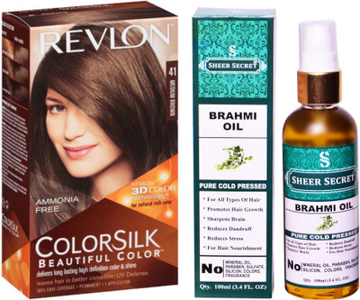 SHEER SECRET BRAHMI OIL 100 ML (PURE COLD PRESSED) with HAIR COLOUR MEDIUM BROWN 41(Set of 2)
SHEER SECRET BRAHMI OIL 100 ML (PURE COLD PRESSED) with HAIR COLOUR MEDIUM BROWN 41(Set of 2)