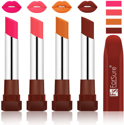 Forsure New & Improved Stylish Matte English Lipsticks(Ruby Red, Peach, Brick Nude, Maroon)
Forsure New & Improved Stylish Matte English Lipsticks(Ruby Red, Peach, Brick Nude, Maroon)