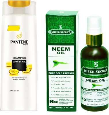 SHEER SECRET NEEM OIL 100ML (PURE COLD PRESSED) and PANTENE LONG BLACK SHAMPOO 340 ML(Set of 2)
SHEER SECRET NEEM OIL 100ML (PURE COLD PRESSED) and PANTENE LONG BLACK SHAMPOO 340 ML(Set of 2)