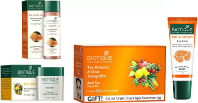 BIOTIQUE BIO anti-tan facial kit, Honey Gel Refreshing Foaming Face cleanser , Fruit Whitening & Depigmentation Face Pack, LIP CARE(Set of 4)
BIOTIQUE BIO anti-tan facial kit, Honey Gel Refreshing Foaming Face cleanser , Fruit Whitening & Depigmentation Face Pack, LIP CARE(Set of 4)