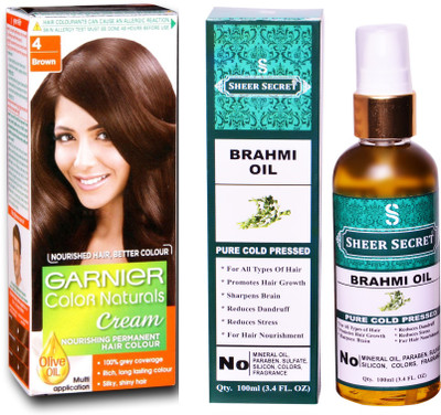 SHEER SECRET BRAHMI OIL 100 ML (PURE COLDPRESSED) and HAIR COLOUR BOX NATURAL BROWN NO. 4(Set of 2)
SHEER SECRET BRAHMI OIL 100 ML (PURE COLDPRESSED) and HAIR COLOUR BOX NATURAL BROWN NO. 4(Set of 2)