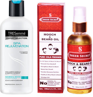 SHEER SECRET MOOCH AND BEARD OIL 100ML (PURE COLD PRESSED) and 190 ML SPA REJUVENATION CONDITIONER(Set of 2)
SHEER SECRET MOOCH AND BEARD OIL 100ML (PURE COLD PRESSED) and 190 ML SPA REJUVENATION CONDITIONER(Set of 2)