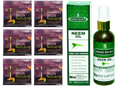 SHEER SECRET NEEM OIL 100 ML (PURE COLDPRESSED) and HAIR COLOUR 6 SACHET BURGUNDY NO. 3.16(Set of 2)
SHEER SECRET NEEM OIL 100 ML (PURE COLDPRESSED) and HAIR COLOUR 6 SACHET BURGUNDY NO. 3.16(Set of 2)