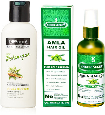 SHEER SECRET AMLA OIL 100ML (PURE COLD PRESSED) and TRESEMME 190 ML BOTANIQUE CONDITIONER(Set of 2)
SHEER SECRET AMLA OIL 100ML (PURE COLD PRESSED) and TRESEMME 190 ML BOTANIQUE CONDITIONER(Set of 2)